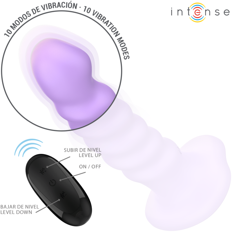 INTENSE - BRENDA VIBRADOR TAMANHO M DESIGN EM ESPIRAL 10 VIBRAÇÕES ROXO COM CONTROLO REMOTO