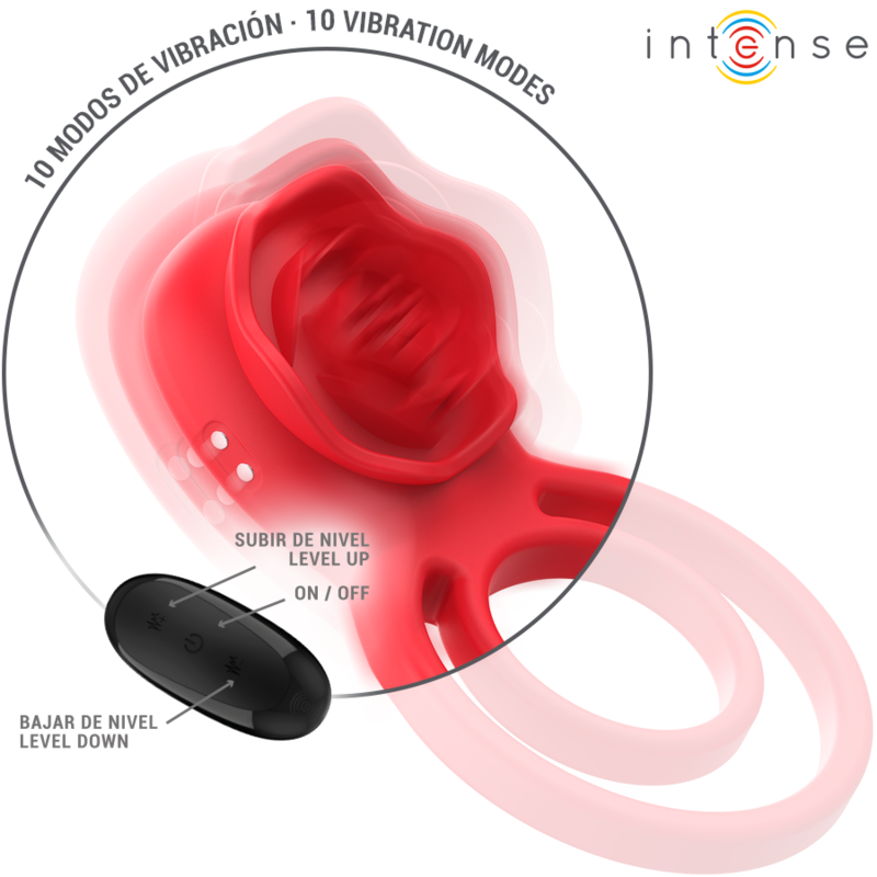 INTENSE - GAIL ESTIMULADOR 10 VIBRAÇÕES VERMELHO COM CONTROLO REMOTO
