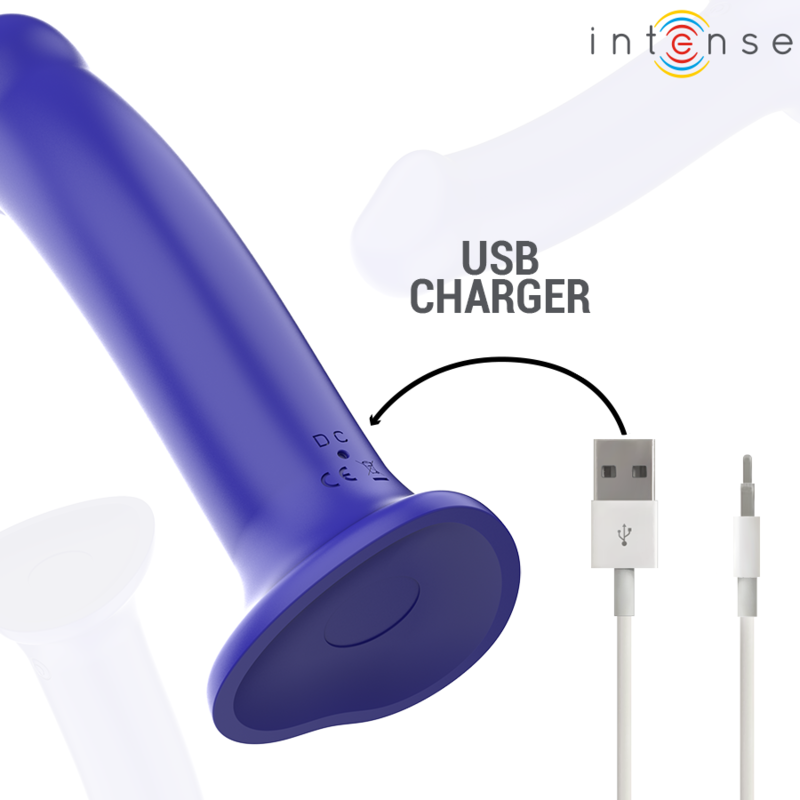 INTENSE - VICTORIA VIBRADOR COM VENTOSA 10 VIBRAÇÕES AZUL ESCURO COM CONTROLO REMOTO