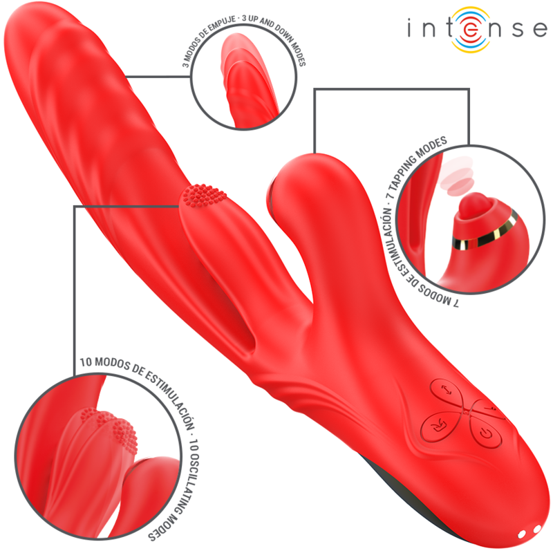 INTENSE - ROSALIA VIBRADOR MULTIFUNÇÃO 3 EM 1 VERMELHO