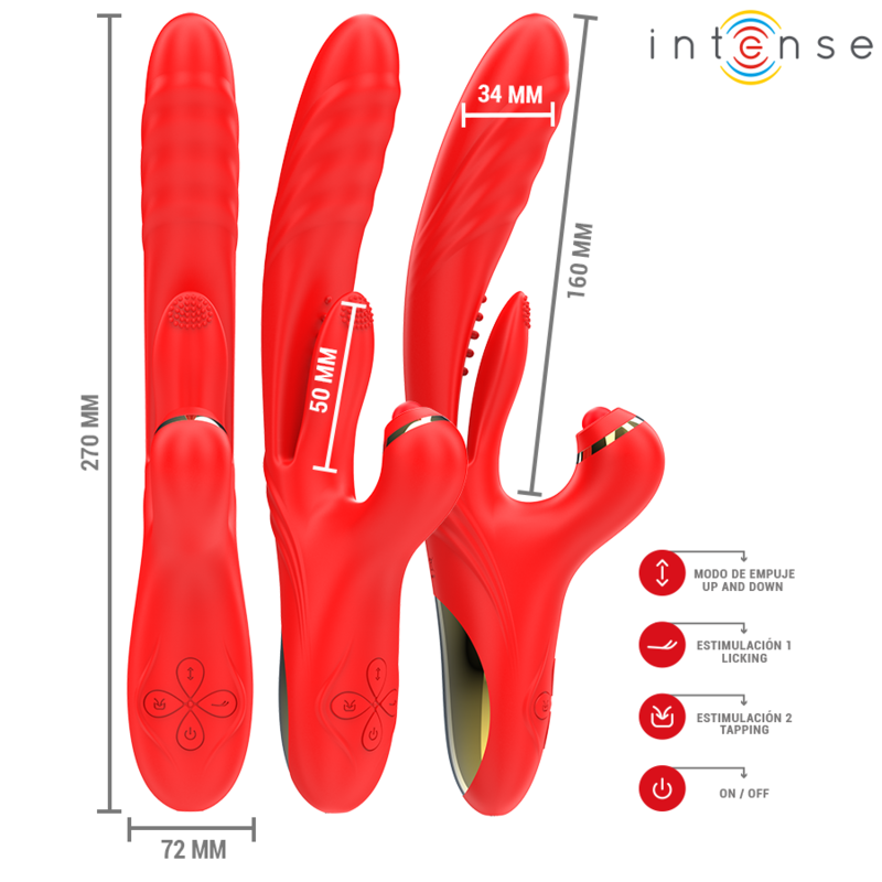 INTENSE - ROSALIA VIBRADOR MULTIFUNÇÃO 3 EM 1 VERMELHO