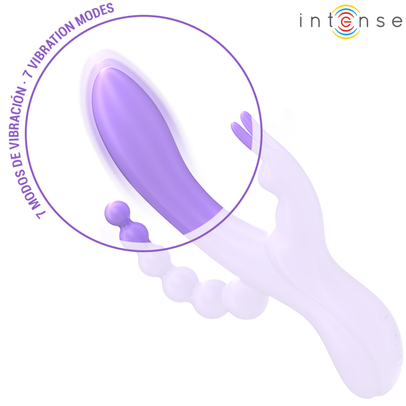 INTENSE - MIKO TRIPLO VIBRADOR RABBIT & ESTIMULADOR & ANAL 7 VIBRAÇÕES ROXO