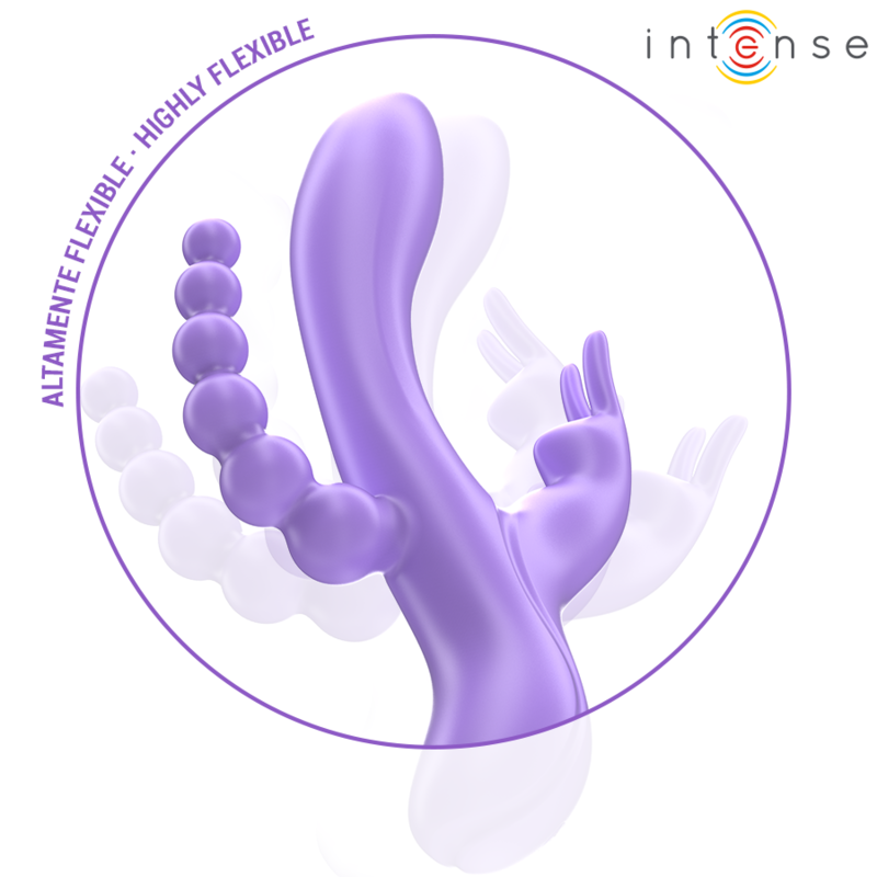 INTENSE - MIKO TRIPLO VIBRADOR RABBIT & ESTIMULADOR & ANAL 7 VIBRAÇÕES ROXO