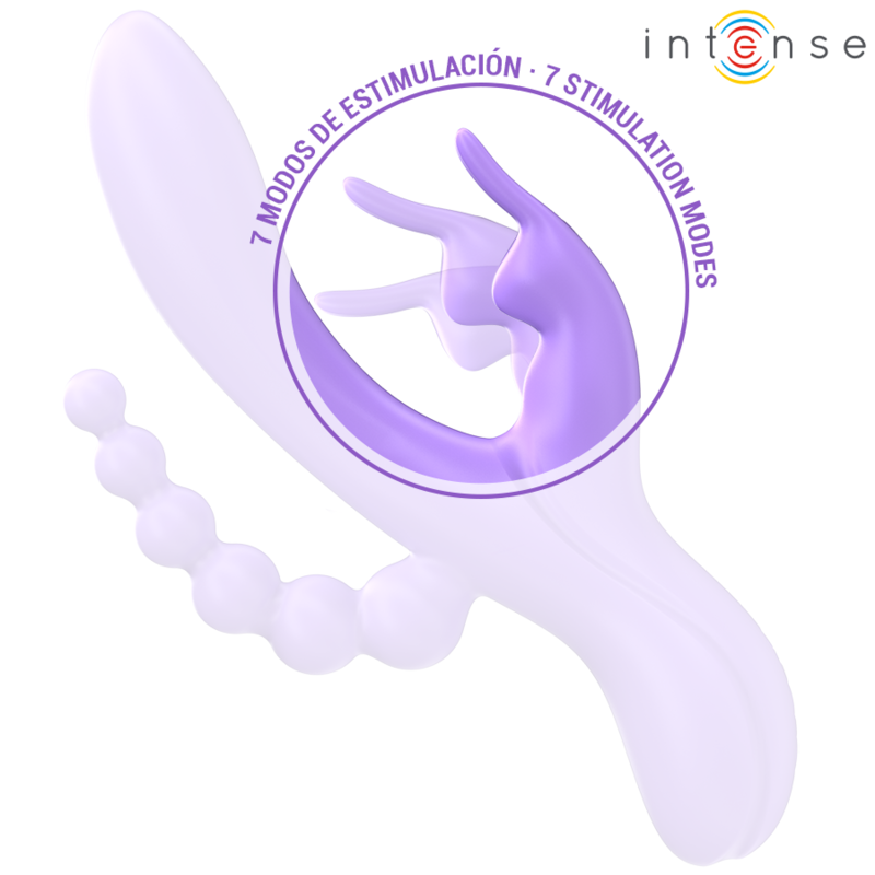 INTENSE - MIKO TRIPLO VIBRADOR RABBIT & ESTIMULADOR & ANAL 7 VIBRAÇÕES ROXO