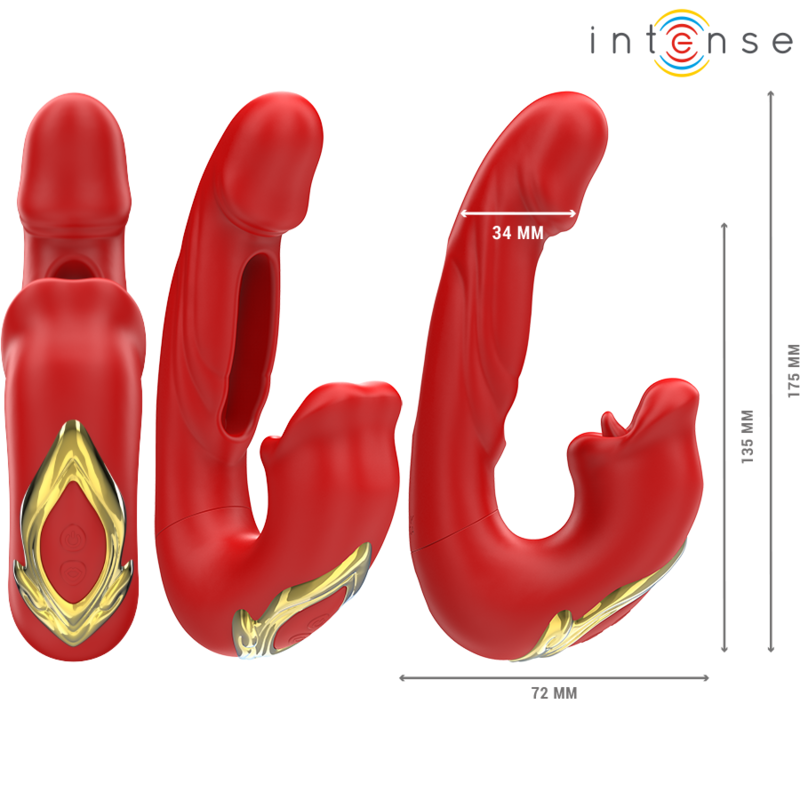 INTENSE - NATHY VIBRADOR DUPLO COM BOCA ESTIMULADORA MULTIFUNÇÃO VERMELHO