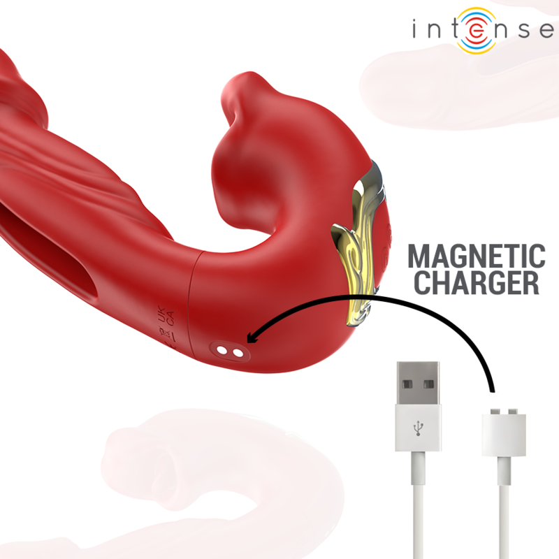 INTENSE - NATHY VIBRADOR DUPLO COM BOCA ESTIMULADORA MULTIFUNÇÃO VERMELHO