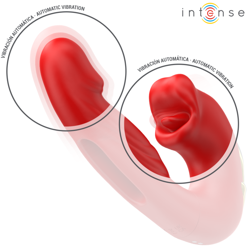 INTENSE - NATHY VIBRADOR DUPLO COM BOCA ESTIMULADORA MULTIFUNÇÃO VERMELHO