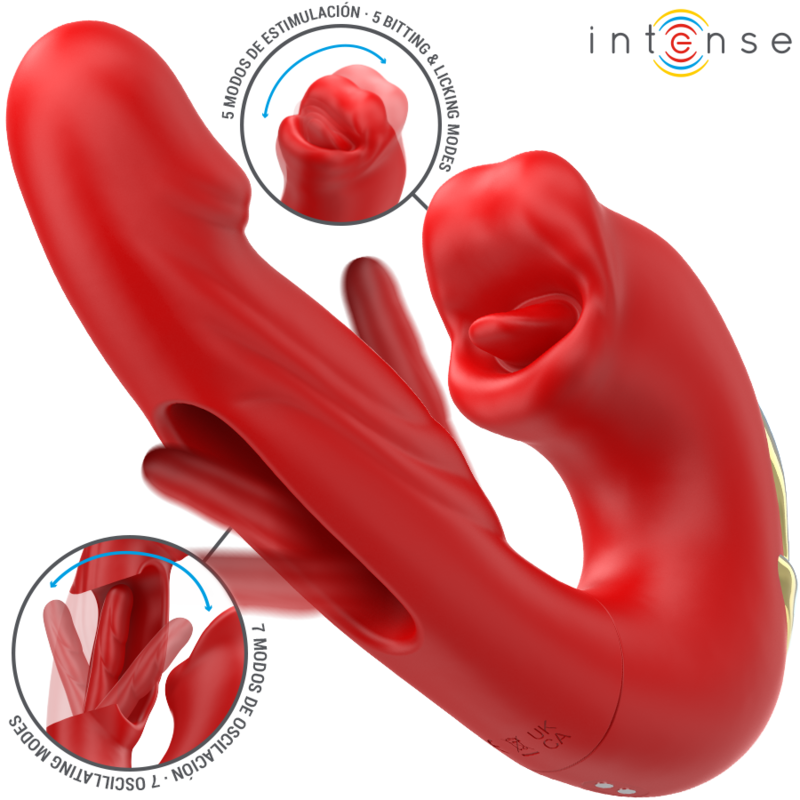 INTENSE - NATHY VIBRADOR DUPLO COM BOCA ESTIMULADORA MULTIFUNÇÃO VERMELHO