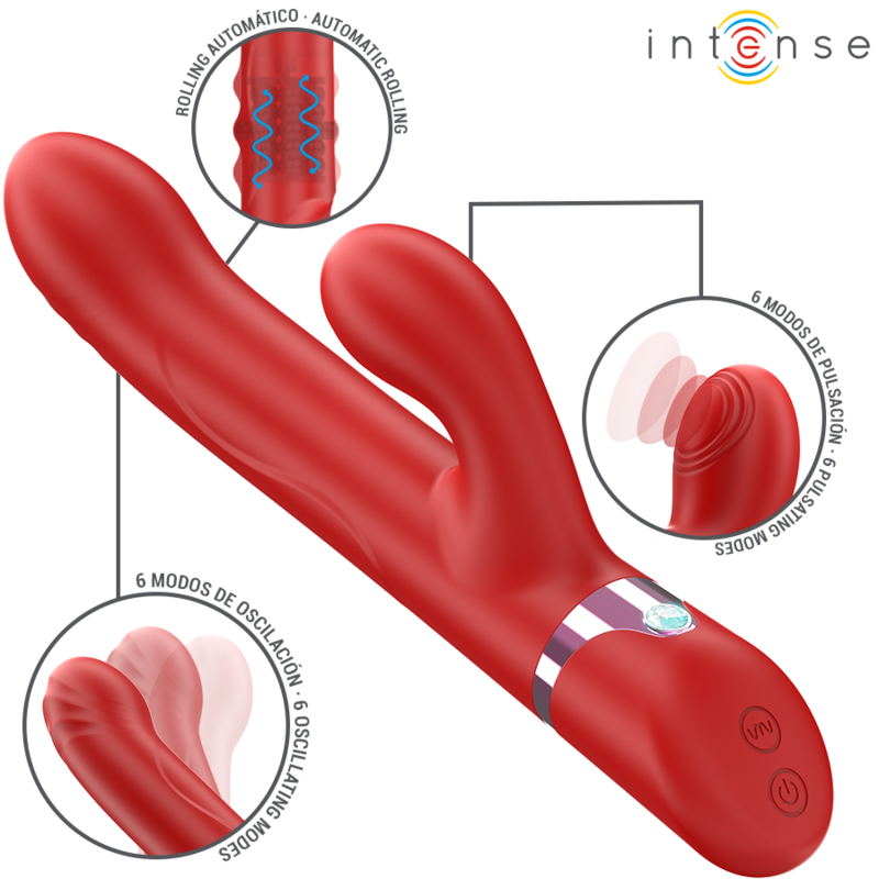INTENSE - LELE VIBRADOR MULTIFUNÇÃO ROTATIVO & OSCILAÇÃO & ESTIMULAÇÃO VERMELHO