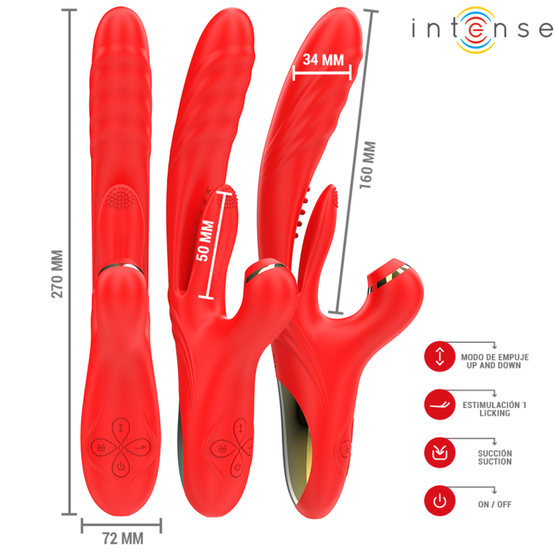 INTENSE - KAROL VIBRADOR MULTIFUNÇÃO IMPULSO & ESTIMULAÇÃO & ONDAS VERMELHO