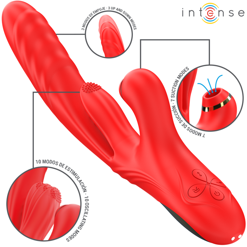 INTENSE - KAROL VIBRADOR MULTIFUNÇÃO IMPULSO & ESTIMULAÇÃO & ONDAS VERMELHO