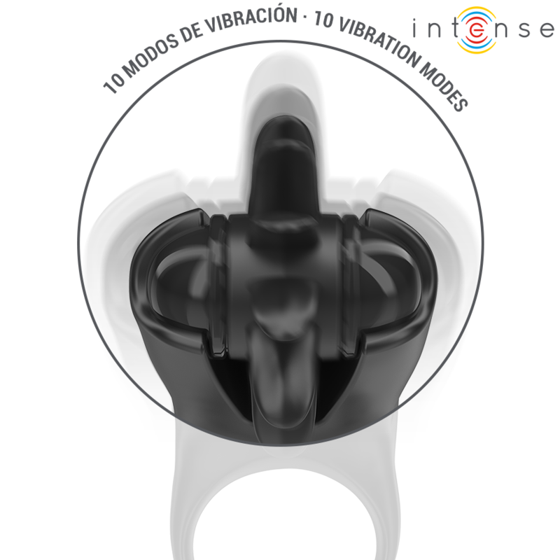 INTENSE - MABEL ANEL VIBRATÓRIO 10 VIBRAÇÕES COM ESTIMULADOR DE CLÍTORIS PRETO