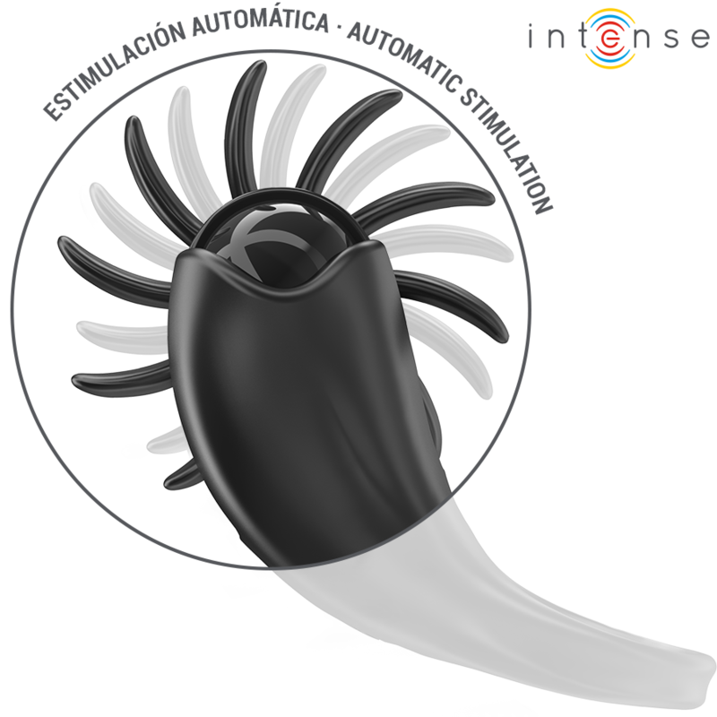 INTENSE - MABEL ANEL VIBRATÓRIO 10 VIBRAÇÕES COM ESTIMULADOR DE CLÍTORIS PRETO