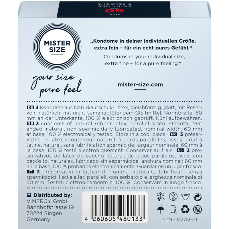 MISTER SIZE - CONDOMS SIZE XL 60 MM (3 UNITS)