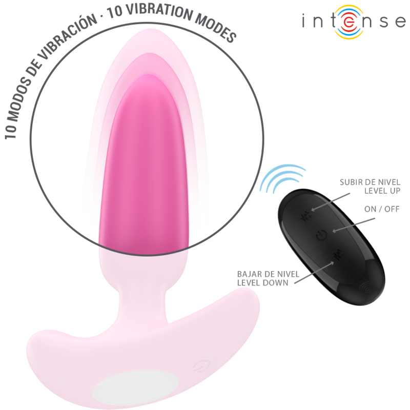 INTENSE - ROSS PLUG ANAL 10 VIBRAÇÕES ROSA COMANDO REMOTO