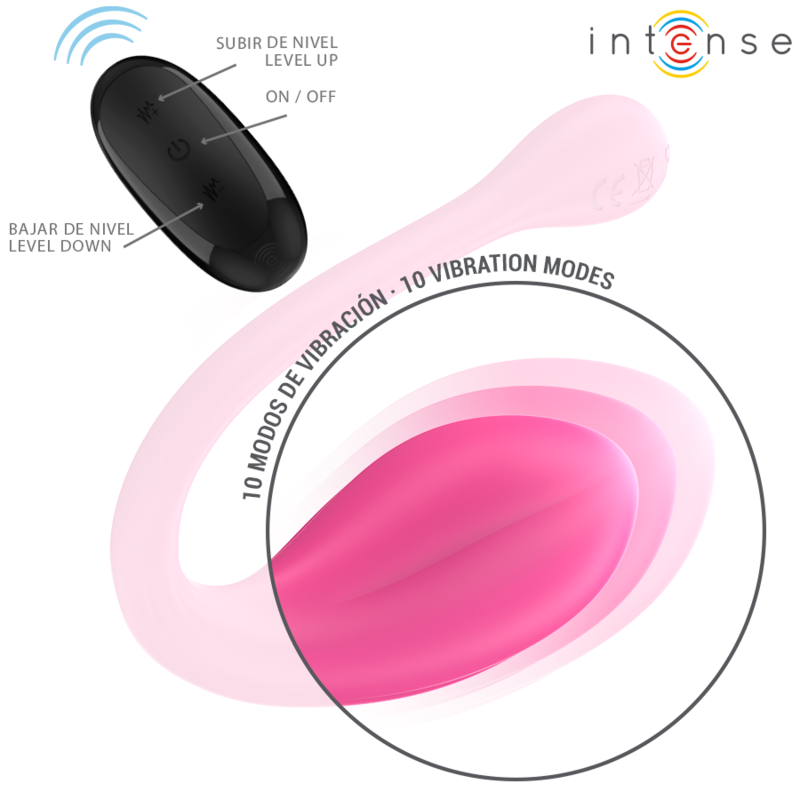 INTENSE - JANICE VIBRADOR U COM DUPLA ESTIMULAÇÃO 10 VIBRAÇÕES ROSA COM CONTROLO REMOTO