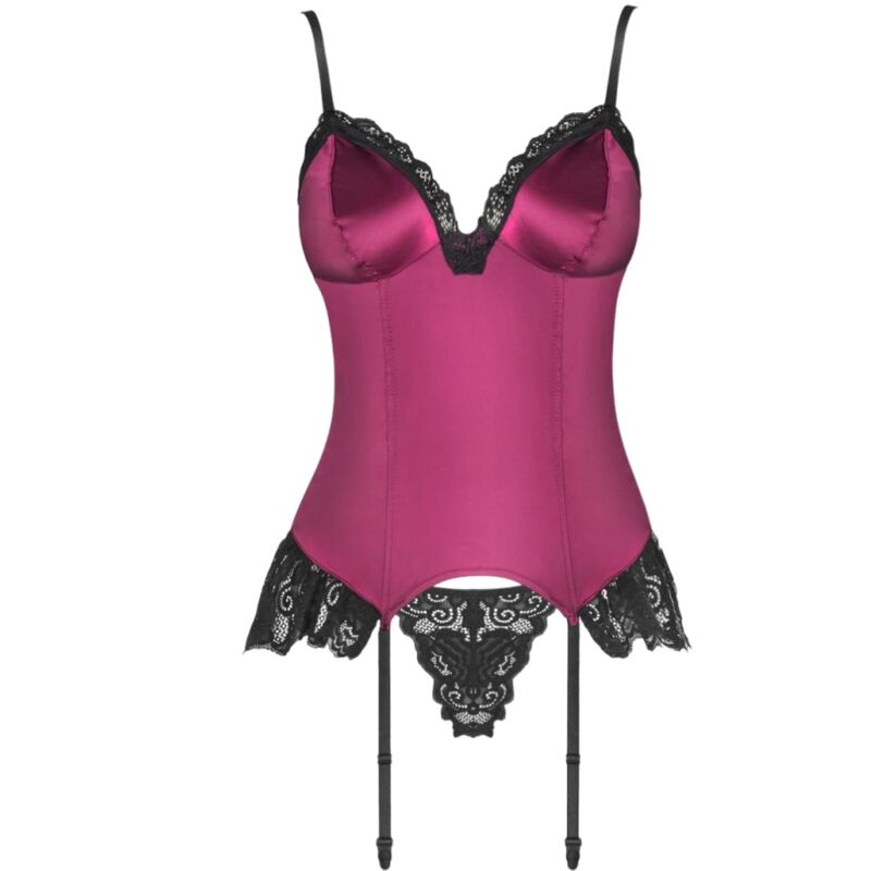 LIVCO CORSETTI FASHION - AGRAFENA CF 90436 CORSET + TANGA BORDÔ S/M