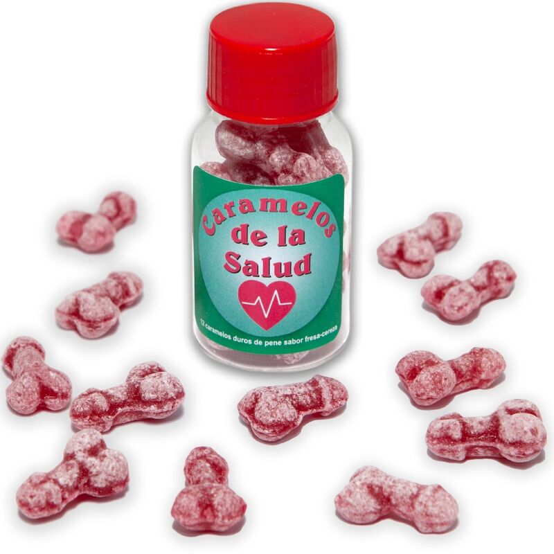 DIABLO PICANTE - 12 REBUÇADOS DA SAÚDE FORMA PÊNIS MORANGO/CEREJA