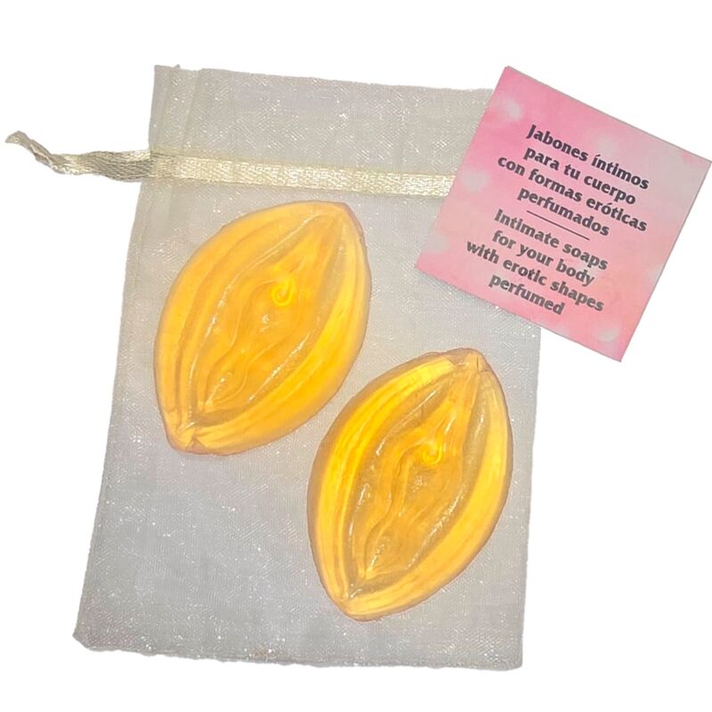 DIABLO PICANTE - 2 SABONETES PERFUMADOS FORMA VAGINA AMARELO