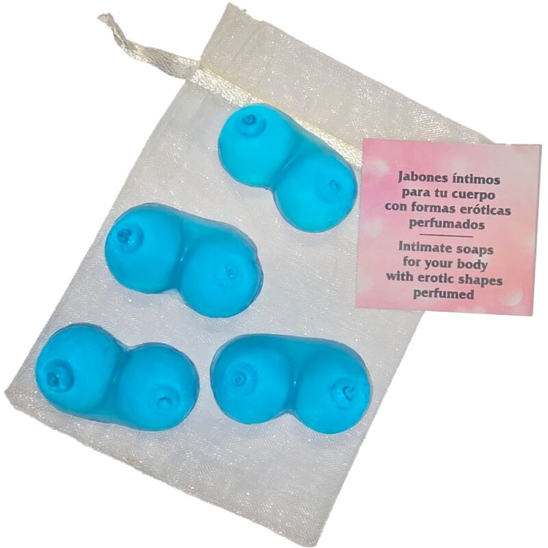 DIABLO PICANTE - 4 MINI SABONETES PERFUMADOS FORMA SEIOS AZUL