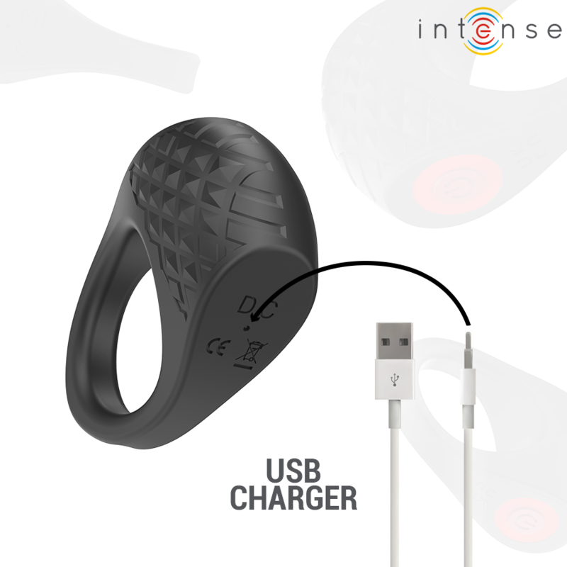 INTENSE - CLOVER ANEL VIBRATÓRIO PARA PÉNIS 10 VIBRAÇÕES PRETO