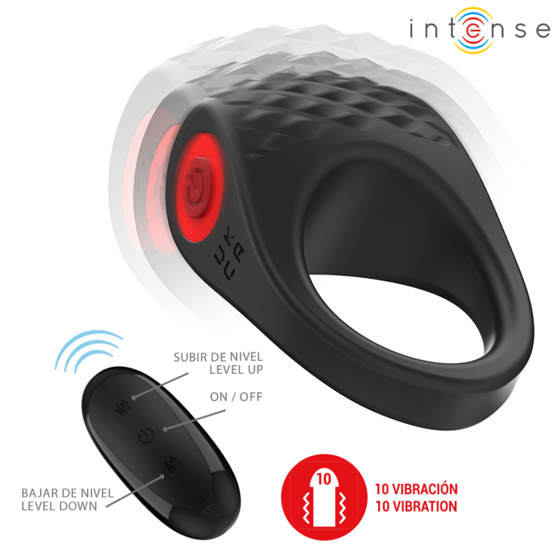 INTENSE - CLOVER ANEL VIBRATÓRIO PARA PÉNIS 10 VIBRAÇÕES PRETO