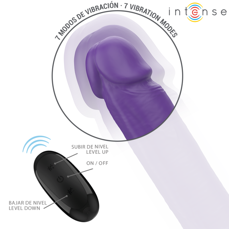 INTENSE - GUNTER DILDO DUPLO VIBRADOR 40 CM ROXO COMANDO REMOTO