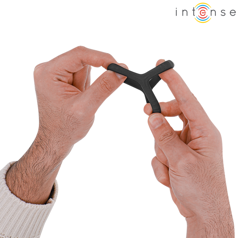 INTENSE - CARSON ANEL DUPLO EM SILICONE PARA PÉNIS PRETO MODELO 4