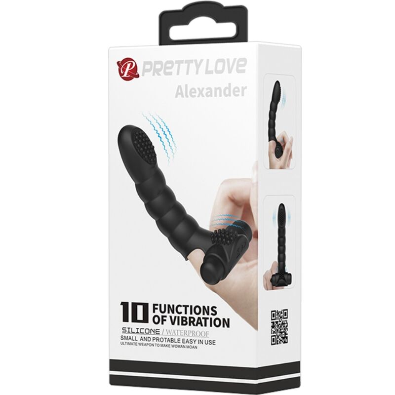 PRETTY LOVE - ALAN VIBRADOR DE DEDO SILICONE PRETO