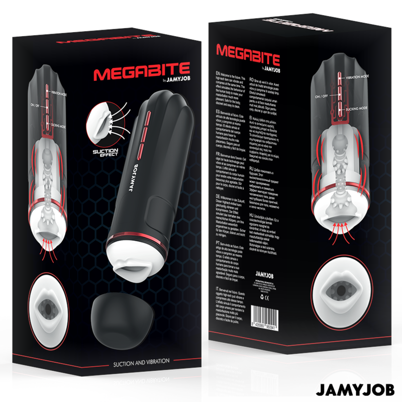 JAMYJOB - MEGABITE MASTURBADOR BOCA AUTOMÁTICO 5 MODOS ONDAS ESTIMULADORAS E VIBRAÇÃO