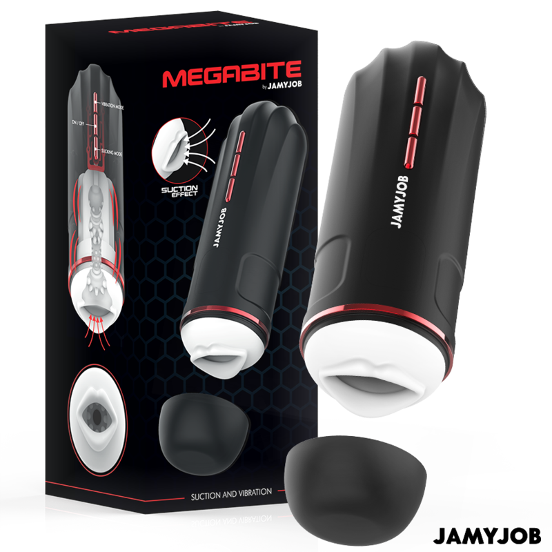 JAMYJOB - MEGABITE MASTURBADOR BOCA AUTOMÁTICO 5 MODOS ONDAS ESTIMULADORAS E VIBRAÇÃO