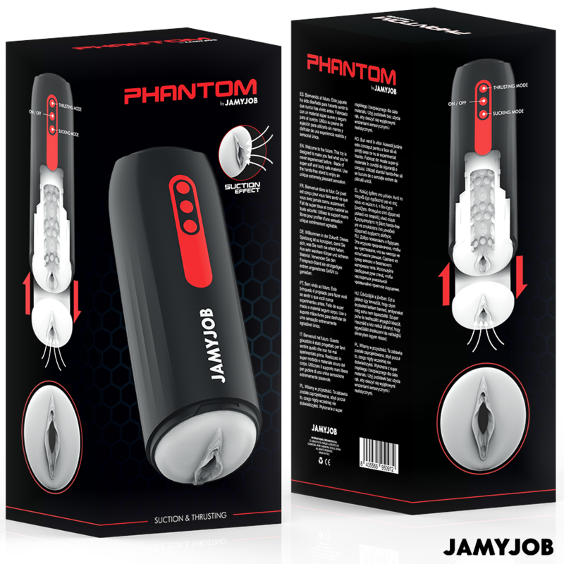 JAMYJOB - PHANTOM MASTURBADOR VAGINA AUTOMÁTICO 5 MODOS DE ONDAS ESTIMULADORAS E EMPUXO