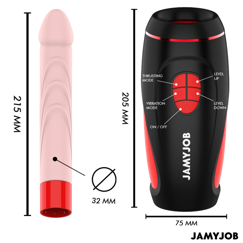 JAMYJOB - PYSTON BASE MASTURBADOR AUTOMÁTICO COM DILDO E CONTROLO REMOTO