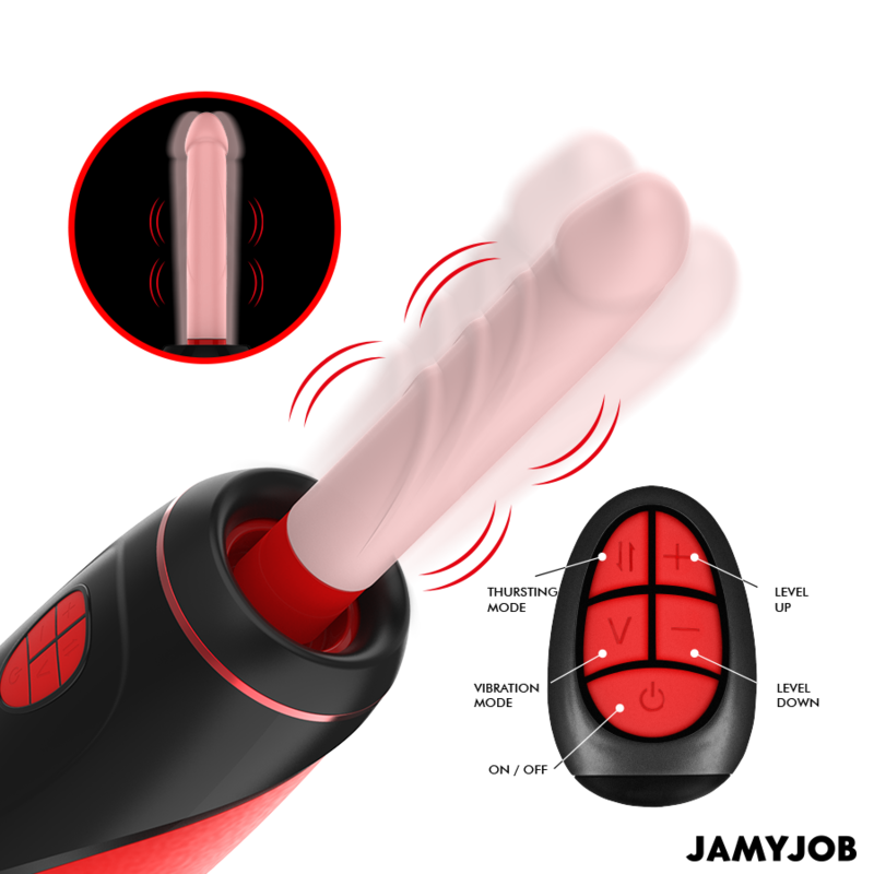 JAMYJOB - PYSTON BASE MASTURBADOR AUTOMÁTICO COM DILDO E CONTROLO REMOTO