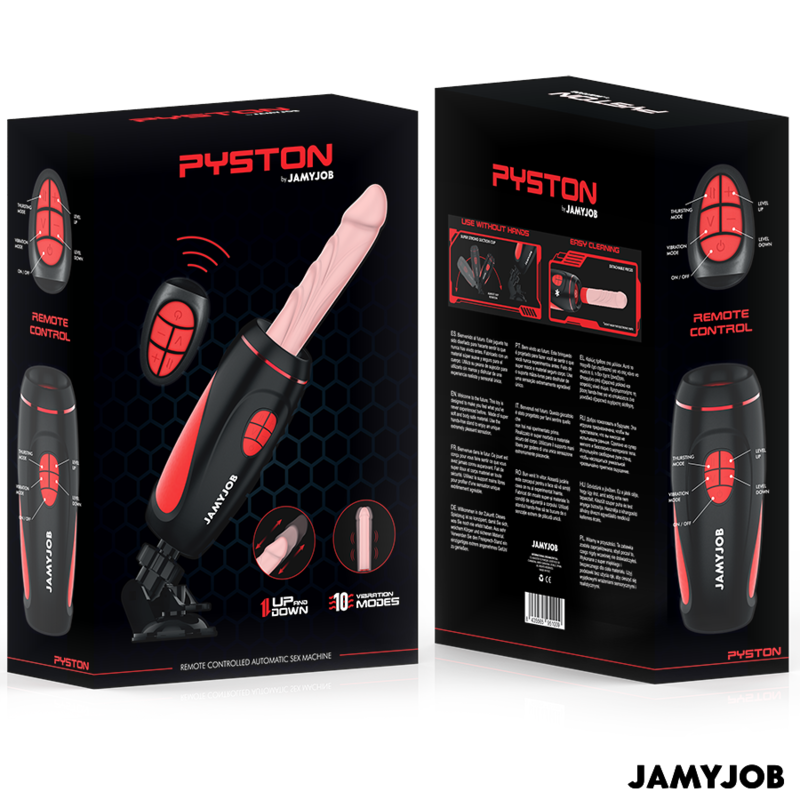 JAMYJOB - PYSTON BASE MASTURBADOR AUTOMÁTICO COM DILDO E CONTROLO REMOTO