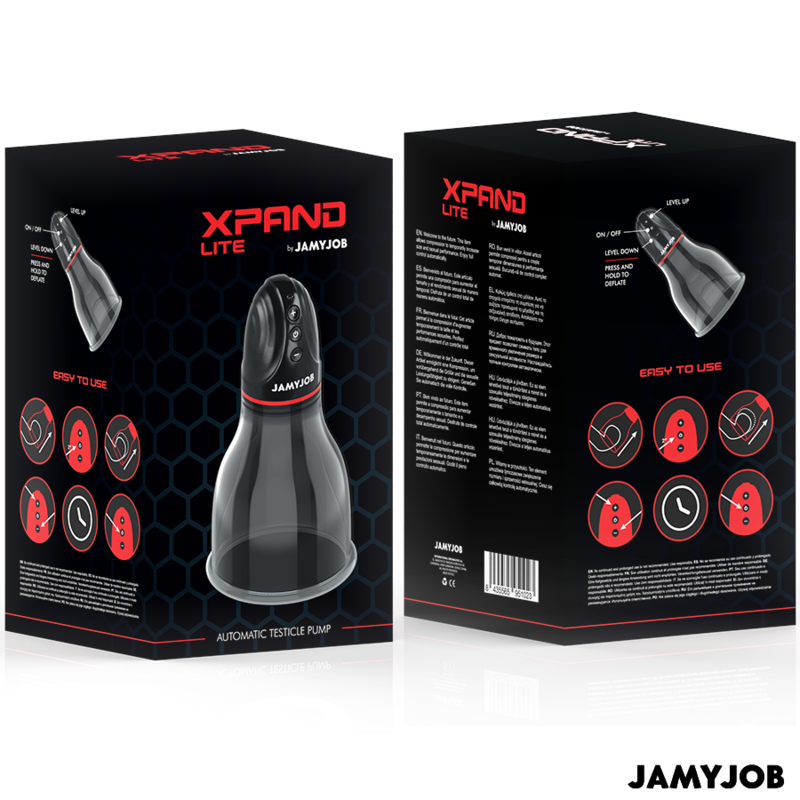 JAMYJOB - XPAND LITE BOMBA AUTOMÁTICA DE TESTÍCULOS 3 NÍVEIS DE ONDAS ESTIMULADORAS CINZA