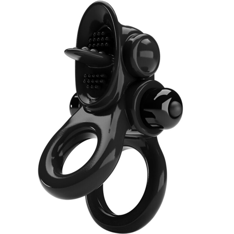 PRETTY LOVE - PASSIONATE RING ANEL DUPLO VIBRATÓRIO + ESTIMULADOR DE CLÍTORIS PRETO