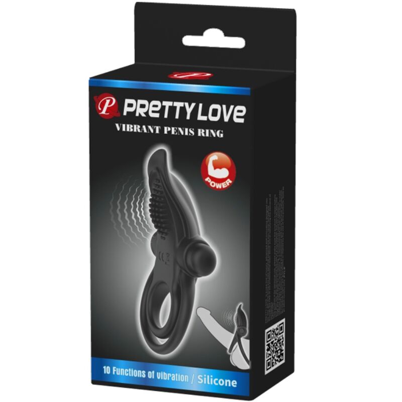 PRETTY LOVE - ANEL DUPLO VIBRATÓRIO + ESTIMULADOR DE CLÍTORIS 10 VIBRAÇÕES PRETO