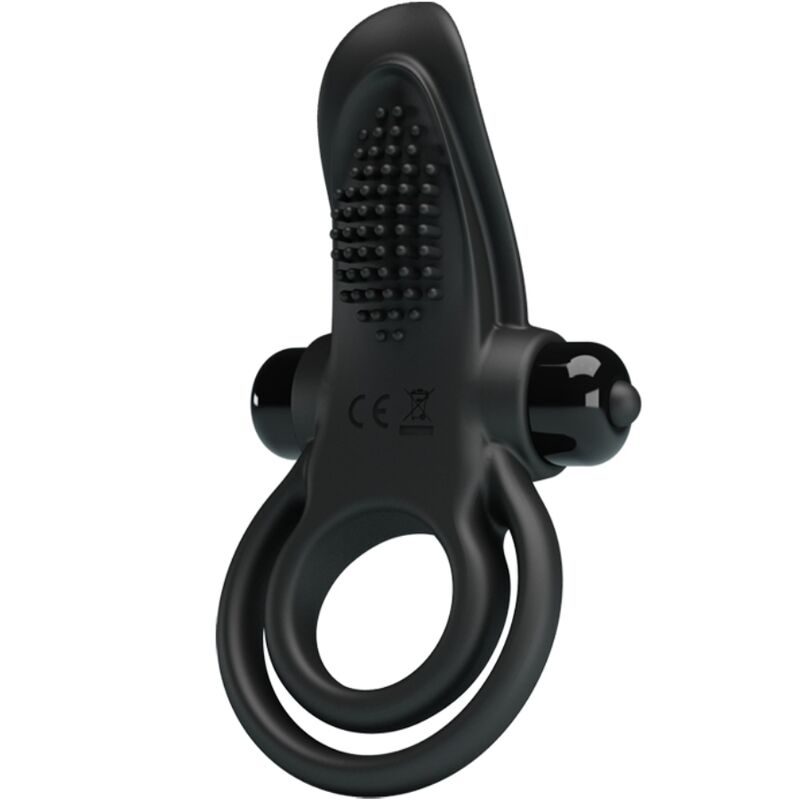 PRETTY LOVE - ANEL DUPLO VIBRATÓRIO + ESTIMULADOR DE CLÍTORIS 10 VIBRAÇÕES PRETO