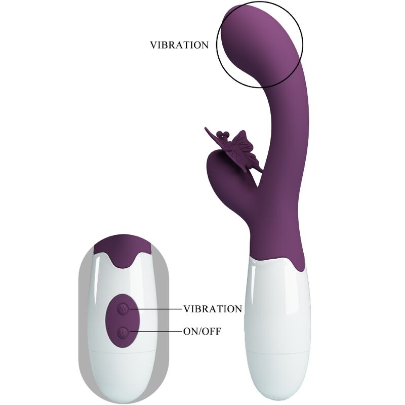 PRETTY LOVE - BUTTERFLY KISS VIBRADOR RABBIT & ESTIMULADOR DE PONTO G ROXO