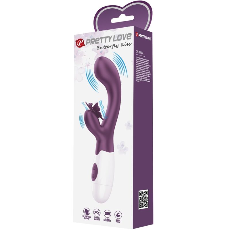 PRETTY LOVE - BUTTERFLY KISS VIBRADOR RABBIT & ESTIMULADOR DE PONTO G ROXO