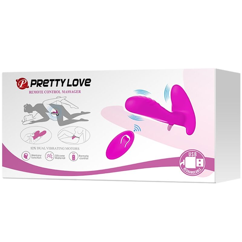 PRETTY LOVE - THUNDERBIRD VIBRADOR DUPLO STRAP-ON COM CONTROLO REMOTO ROXO