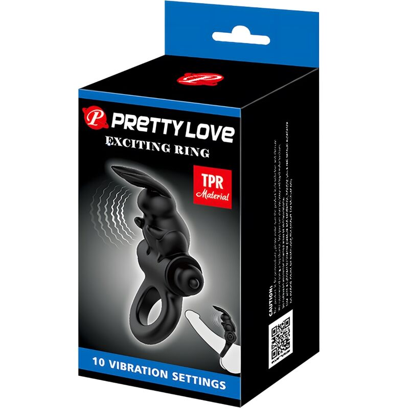 PRETTY LOVE - RING VIBRATOR RABBIT EXCITING RING 10 VIBRATIONS BLACK