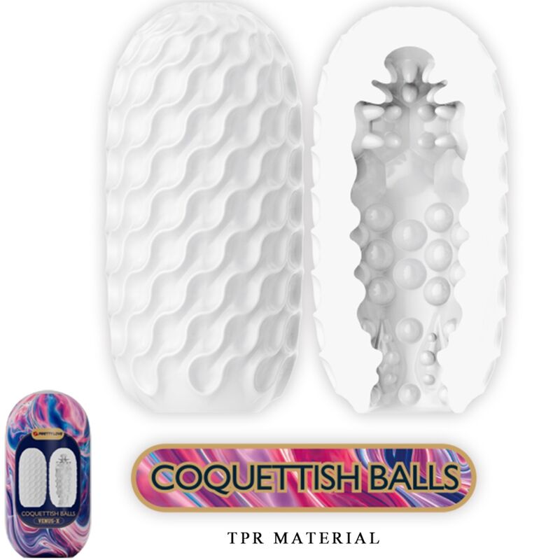PRETTY LOVE - COQUETTISH BALLS MASTURBADOR MASCULINO EM SILICONE BRANCO