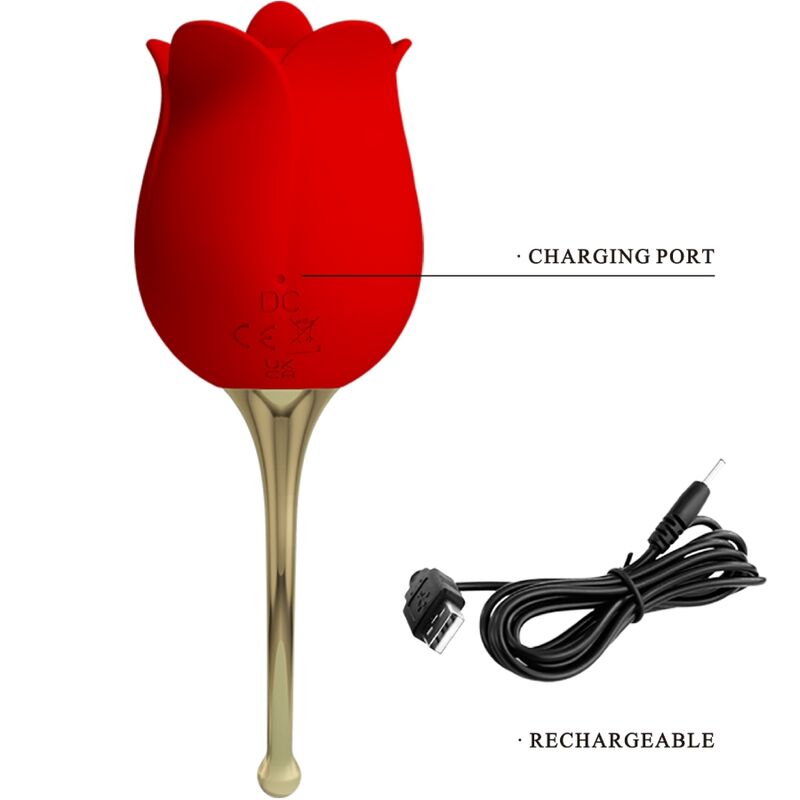 PRETTY LOVE - ROSE LOVER CLITORIS STIMULATOR 12 VIBRATIONS RED