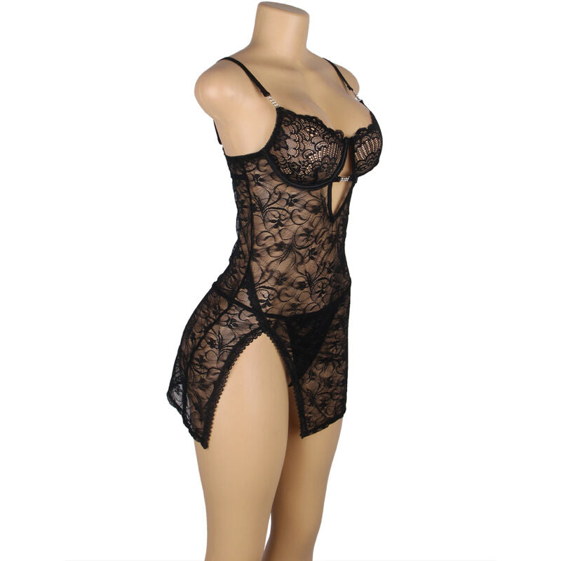 SUBBLIME - 954185 BABYDOLL EM RENDA COM ALÇAS AJUSTÁVEIS PRETO S/M