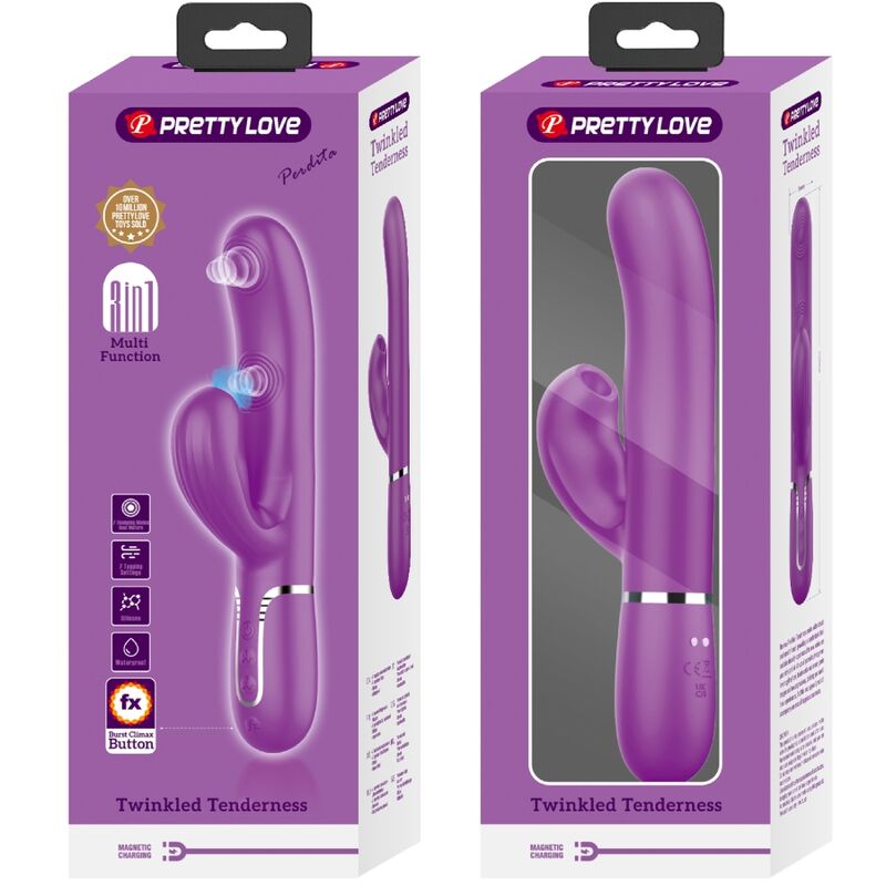 PRETTY LOVE - CAMMY TRIPLO VIBRADOR RABBIT MULTIFUNÇÃO 4 EM 1 AZUL