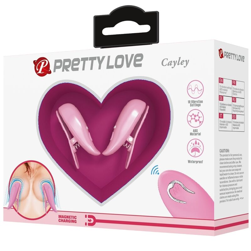 PRETTY LOVE - PINÇAS PARA MAMILOS “CAILEY” C/ 10 NÍVEIS DE VIBRAÇÃO E COMMANDO REMOTO (rosa)
