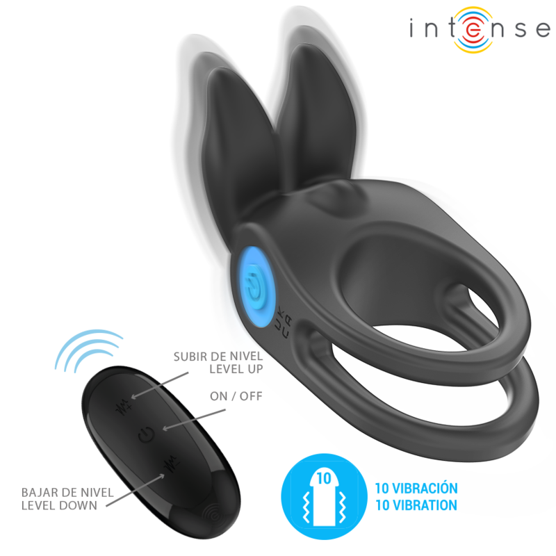 INTENSE - SAM ANEL DUPLO VIBRATÓRIO PARA PÉNIS 10 VIBRAÇÕES PRETO