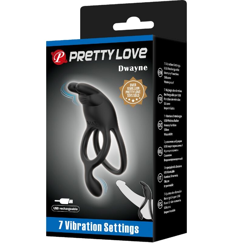 PRETTY LOVE - SETH ANEL DUPLO VIBRATÓRIO RABBIT 7 VIBRAÇÕES PRETO